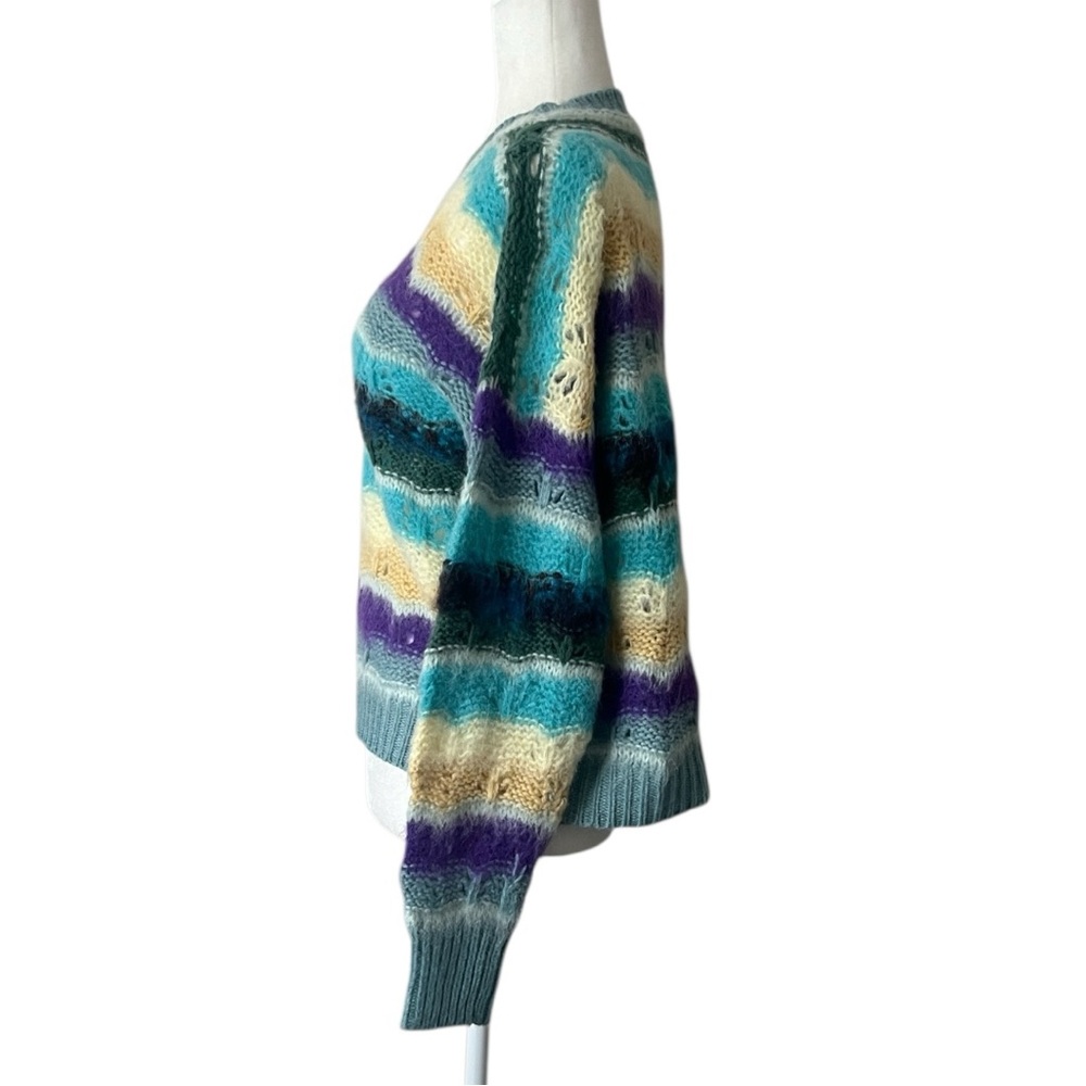 NWT Italy Alpaca Mohair Wool Blend Striped Oversized Crewneck Sweater M FLOOR - Picture 5 of 12